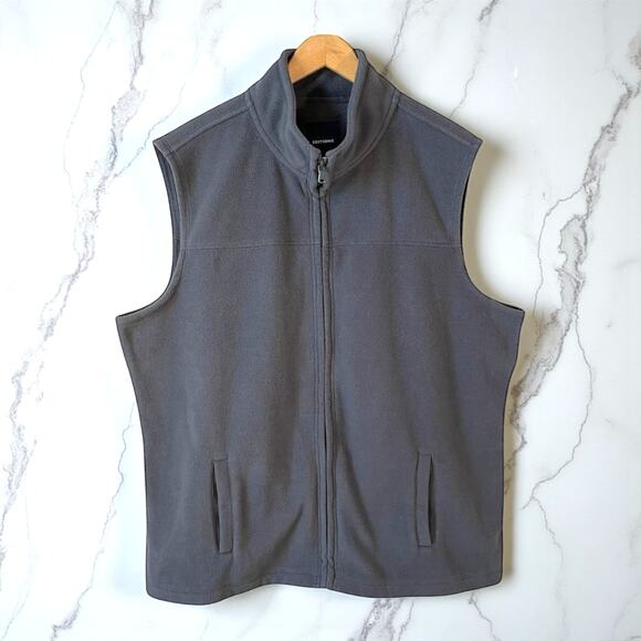 BASIC EDITION Kmart Men's Full Zip Fleece Vest Gray XL Outdoor Gorpcore Casual - Picture 9 of 9